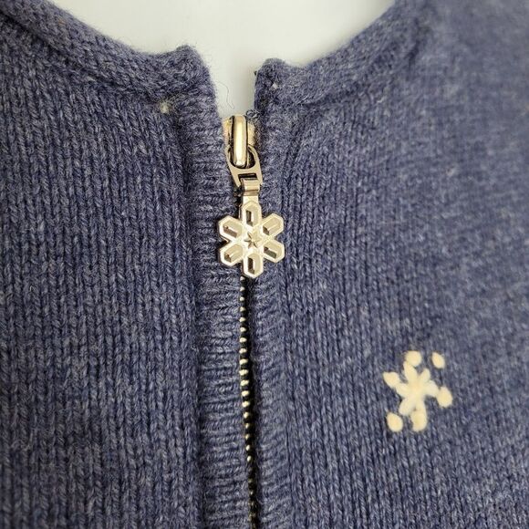 NEW CROFT & BARROW blue snowman zip up cardigan sweater S - Picture 5 of 10